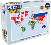 Puzzel Wereld - Kaart - Vlag - Landen - Legpuzzel - Puzzel 1000 stukjes volwassenen