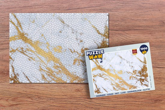 Puzzle Marbre - Goud - Wit - Luxe - Aspect Marbre - Glitter - Puzzle - Puzzle 1000 pièces adultes