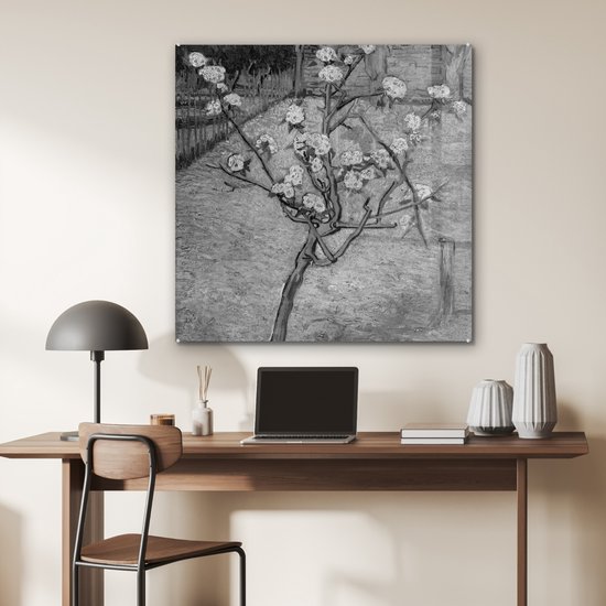 MuchoWow® Peinture sur verre 90x90 cm - Peinture sur verre - Poirier en fleur - Vincent van Gogh - Photo sur verre acrylique - Peintures