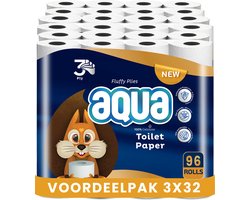 AQUA - Tripple Soft - 3x32 rollen WC papier - 96 Rollen - 3 Laags Toiletpapier, Extra Zacht &…