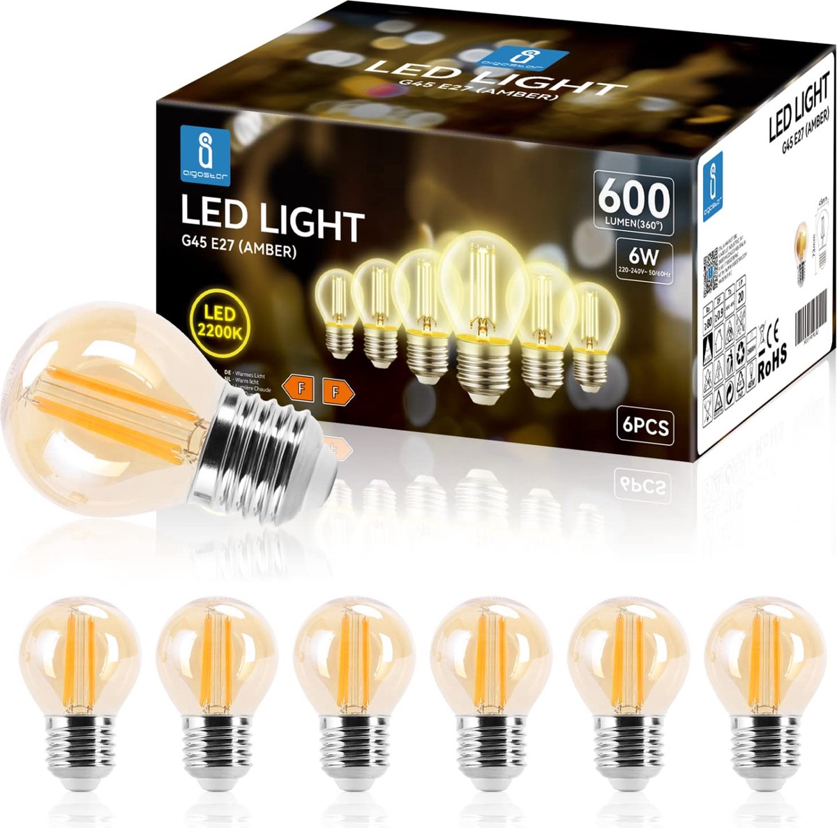 Aigostar 10ZCA - Lampe à filament - Source lumineuse LED - Ø 4,5