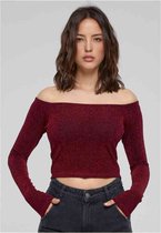 Urban Classics - Off shoulder Glitter Longsleeve top - L - Bordeaux rood