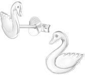 Joy|S - Zilveren zwaan oorbellen - 8 x 9 mm - oorknoppen