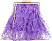 Purple handbag with feathers