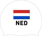 Silicone Badmuts Wit met Nederlandse Vlag