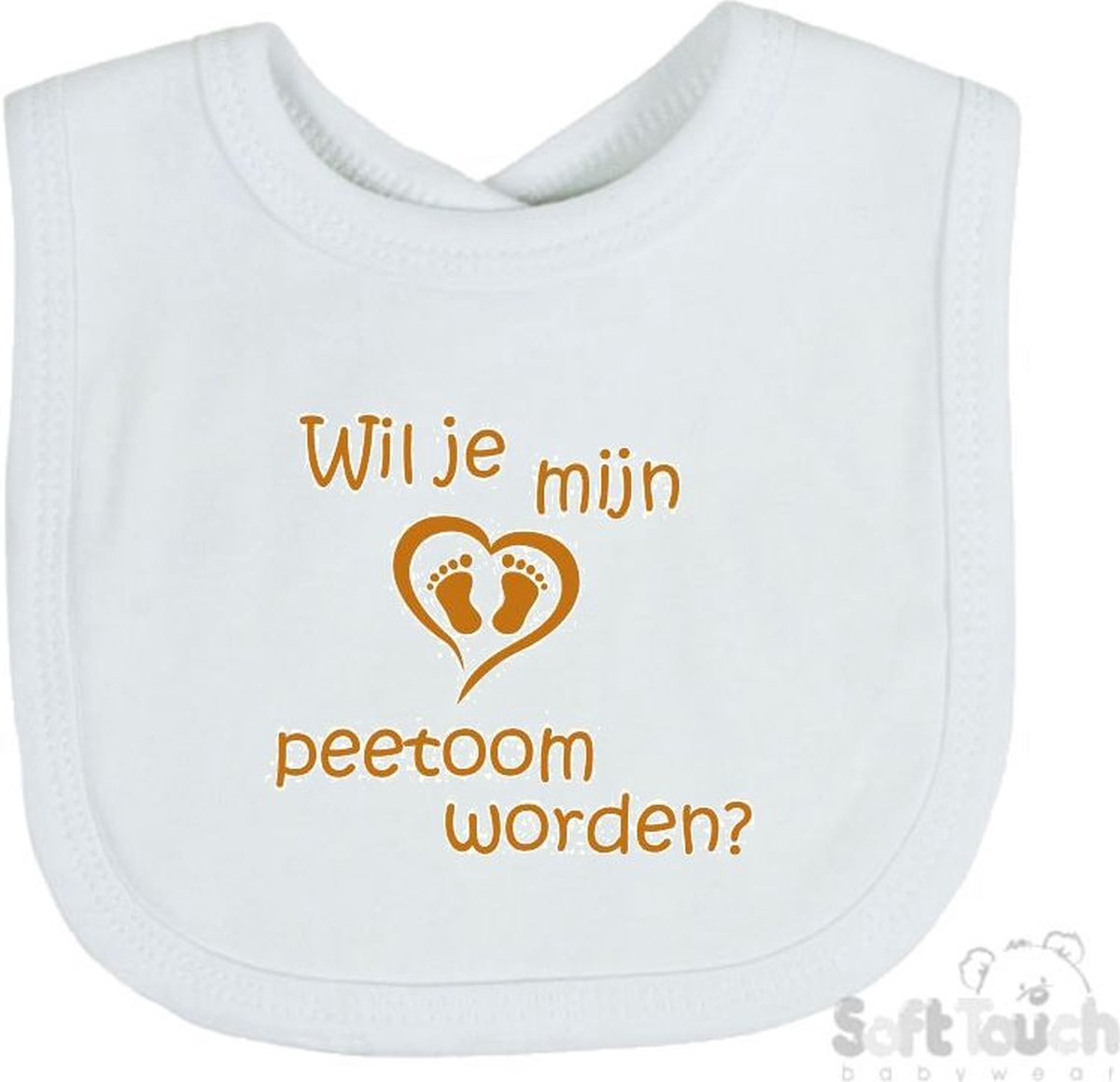 Goedkoopste Soft Touch Slabber Slabbetje Slab Wil je mijn peetoom worden Unisex Katoen Wit/tan Maat 33x22 Cm