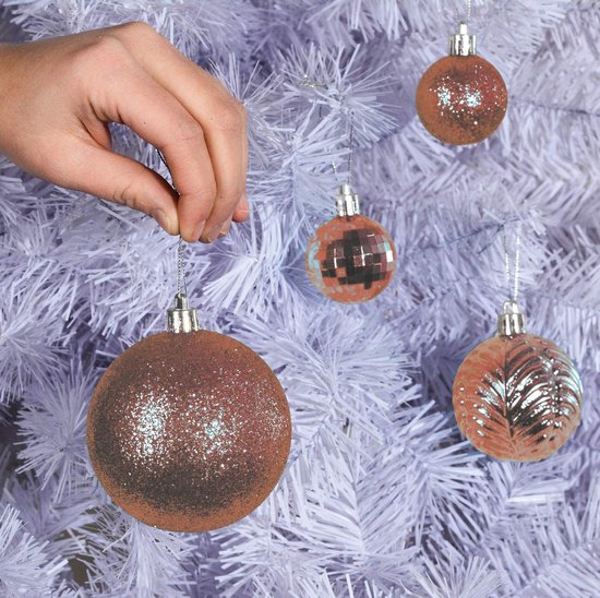 Lot De 30 Boules De Noël Incassables De 60 Mm Pour Décorations De Sapin De Noël (bleu Rose
