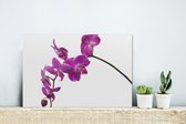 MuchoWow® Glasschilderij 30x20 cm - Schilderij acrylglas - Orchidee tegen witte achtergrond - Foto op glas - Schilderijen