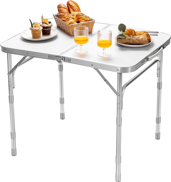 Nice C Opvouwbare kaarttafel in hoogte verstelbaar, draagbare campingtafel, lichtgewicht aluminium, met draaggreep voor buiten, strand, barbecue, picknick, koken, festival (medium