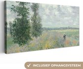 Canvas Schilderij Claude Money - Poppy fields - Kunst - Oude meesters - 80x40 cm - Wanddecoratie