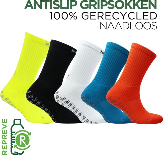 Norfolk - Chaussettes - 100% Recyclées Sans Couture avec Amorti Cheville - Grip Socks Voetbal - Vert - 39-42 - Lézard