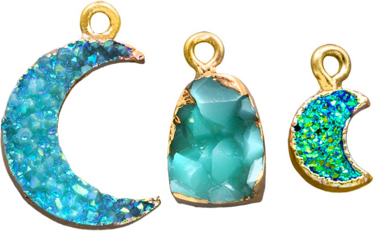 Druzy Resin Bedels (15 - 23 x 8 - 15.5 x 4 - 8 mm) Goud (3 stuks)