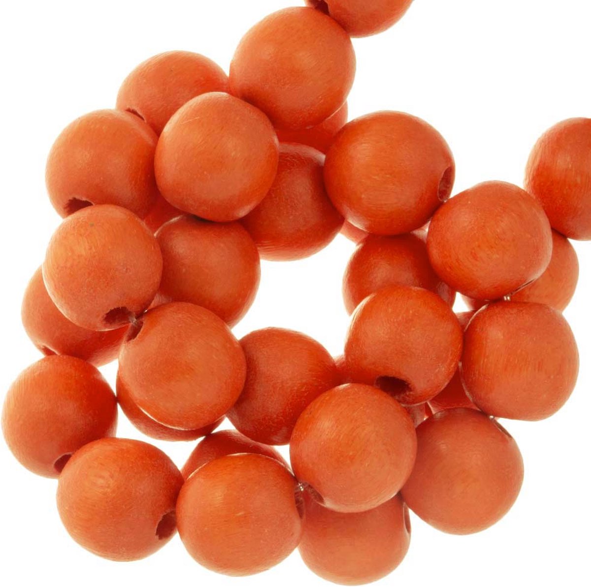 Houten Kralen Intense Look (12 mm) Vibrant Orange (70 stuks)
