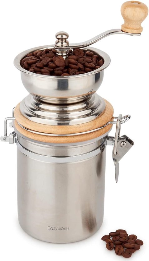 Koffiemolen Koffiemolens Handmatige Koffiemolen Met Roestvrijstalen Conische Braam Verstelbare Maling Handgemalen Koffiebonenmolen Koffie Molen (Color : Blue,Silver, Size : 16.1 * 30cm