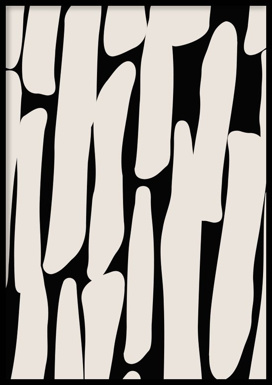 Poster Abstract zwart-wit - Abstracte poster - 30x40 cm - Exclusief lijst - WALLLL