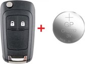 Opel sleutel 2 knoppen klapsleutel HU100 + Batterij CR2032 -sleutel-sleutelbehuizing- geschikt voor Opel Astra / Corsa / Zafira / Insignia / Adam / Cascada