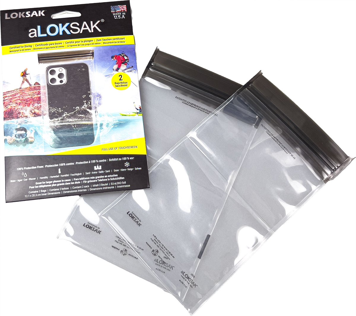 LOKSAK aLoksak - Waterdichte Hoezen - 12,1 x 20,3 cm - 2 st. - Transparant