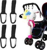 Waledano® Kinderwagenclips - Buggyclips - Universele Kinderwagenhaken - Babytas Clips - klittenband Haken - Zwart