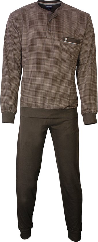 Paul Hopkins - Heren Pyjama - Geprint Ruit - Bruin - Maat L