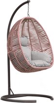 Luna Home Egg Hangstoel – Hangstoel met standaard – Voor Binnen en Buiten – Incl. Kussens & Beschermhoes – Egg Chair – Cocoon – Ei Stoel – tot 150kg – Roze