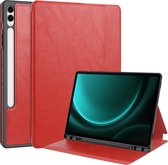 Case2go - Tablet hoes geschikt voor Samsung Galaxy Tab S9 FE Plus (2023) - Business Wallet Book Case - Auto Wake/Sleep functie - Rood