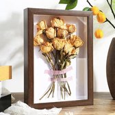 Repus - Boîte à cadre - Art - Cadre photo - Fleurs sèches - Présentoir - Cadre ombre - DIY - Taille : A4 - Marron
