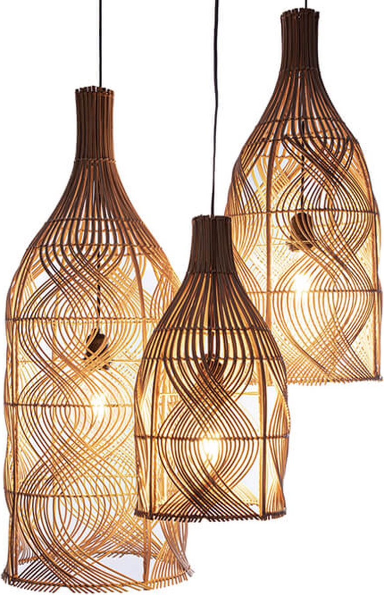 Handmade Design Hanglamp Bottiglia S Naturel Rotan woonkamer Slaapkamer 42 cm