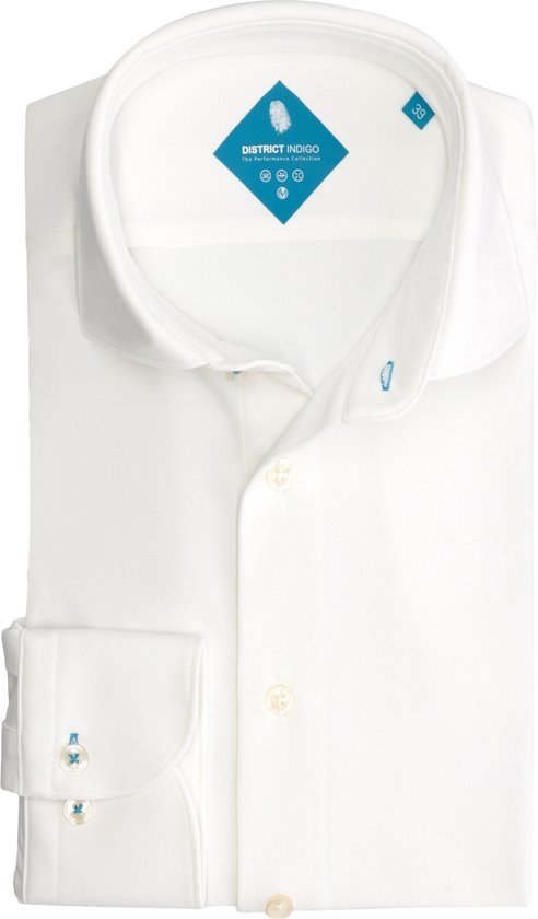 District Indigo - Overhemd Wit Performance Lange Mouw Overhemd Wit 7.31.025.780