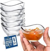Clear Glass Prep Bowls, Dip Bowls, Stapelbare glazen kommen, Set van 6, Mixing Bowls, Dessert Bowls, Ijs Bowls, Snack Bowls, Sauce Bowls, voor koken Ingrediënt, Tapas, Sundae Fruit Trifle, 66 cc