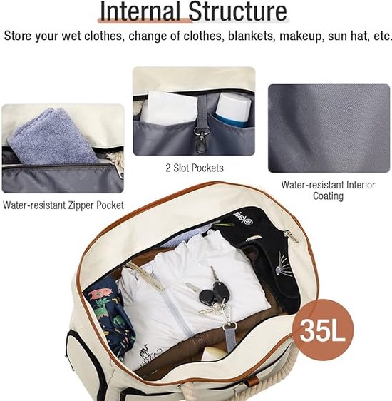Veelzijdige dames shopper strandtas dames groot met ritssluiting badtas