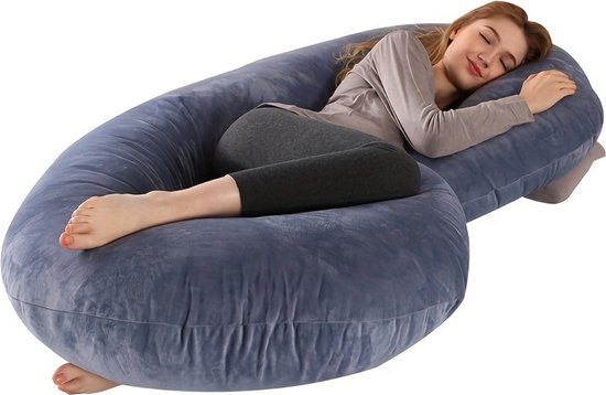 Oreiller de grossesse - Oreiller de couchage latéral - Oreiller corporel - Oreiller de grossesse - Oreiller de maternité - Oreiller de grossesse XXL - Blauw