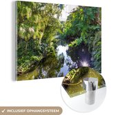MuchoWow® Glasschilderij 90x60 cm - Schilderij acrylglas - Een rivier in het Noord-Amerikaanse Nationaal park Everglades - Foto op glas - Schilderijen