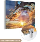 MuchoWow® Peinture sur verre 120x90 cm - Peinture sur verre acrylique - Mer - Soleil - Couleurs - Photo sur verre - Peintures