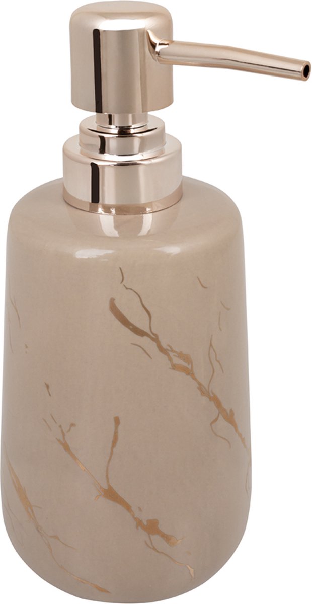 Diosa Zeepdispenser Beige/Goud Keramiek - Stijlvolle Badkamer Accessoire