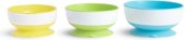 Munchkin Suction Bowls - Kommetjes met Zuignap - Per 3 Stuks - Vaatwasser en Magnetronbestendig - Vanaf 6 Maanden - Geel/Groen/Blauw