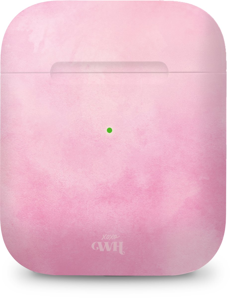 xoxo Wildhearts hoesje geschikt voor Airpods 1/2 - Cotton Candy - Ook als telefoonhoesje verkrijgbaar - schokbestendige case geschikt voor Airpod 1 en 2 - koptelefoon case - Suikerspin hard case met pastelroze kleur - pastel roze