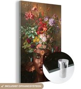 MuchoWow® Peinture sur verre - Femme - Fleurs - Couleurs - 40x60 cm - Peintures sur verre acrylique - Photo sur Glas