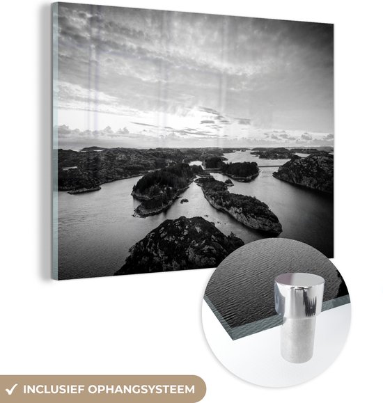 MuchoWow® Peinture sur verre 160x120 cm - Peinture sur verre acrylique - Photo noir et blanc des îles de la mer du Nord - Photo sur verre - Peintures
