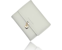 Beurs Dames klein met RFID - Portemonnee lichtgrijs/groen Sophie met muntvak -Kunstleer beurs met hartje van Sophie Siero®