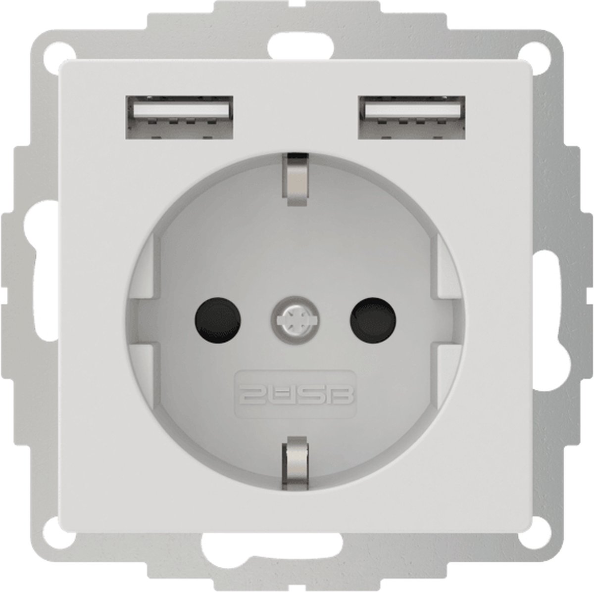 2USB - USB-A Stopcontact – Inbouw USB Wandlader – 32mm inbouwdiepte – 12W 2.4A Snellader 2USB chargeMAX – Energiezuinig – KEMA gecertificeerd – Strak design - Wit