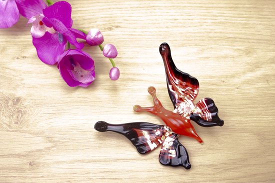 Vlinder van Glas Rood - Beeldjes decoratie - Beeldjes - Beeldjes Dieren - Glasbeeldje