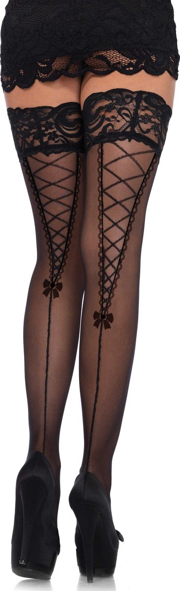 Leg Avenue Sheer stay up with a lace top ["Zwart"]