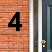 Huisnummer Acryl zwart, cijfer 4, Hoogte 16cm - Huisnummers - Huisnummer zwart - Huisnummer modern - Gratis verzending!