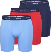 Phil & Co Boxershorts Heren Met Lange Pijpen Boxer Briefs 3-Pack Rood / Blauw - Maat XL