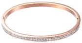 Bracelet Femme Nouka - Jonc Couleur Or Goud - Incrusté de Strass - Or Gold - Acier Inoxydable - Cadeau pour Femme