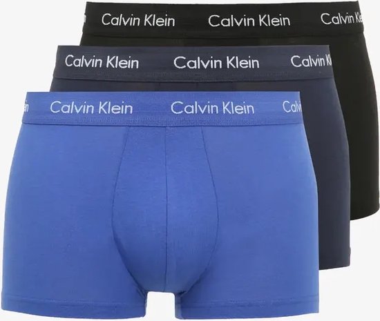 Calvin Klein - 3-pack Low Rise Trunk Boxershorts Zwart / Blauw - Maat M