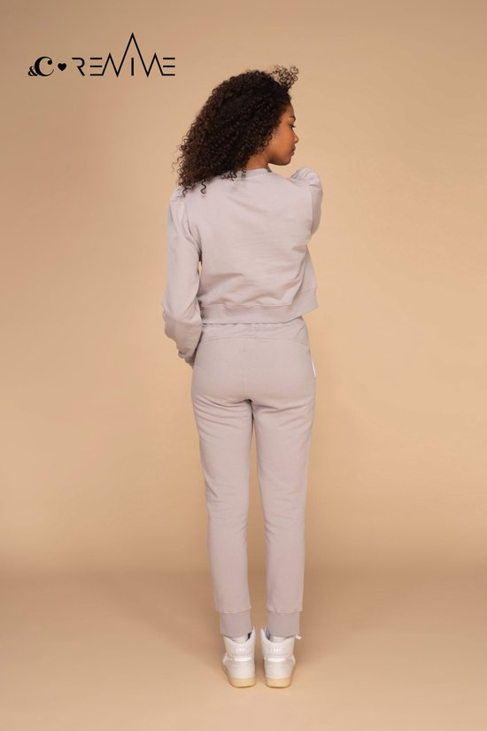 Pantalon de jogging long &C x REVIVE Light Grey, taille XS, modèle long, avec cordon de serrage, en coton biologique, EU