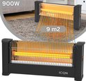 ICQN Infrarood Kachel, Halogeen-elektrisch Verwarming - Compacte en Draagbare Infraroodkachel met Omvalbeveiliging - 900W (9m²) Straal Kachel, en Infrarood Heater - IP20 Gecertificeerd