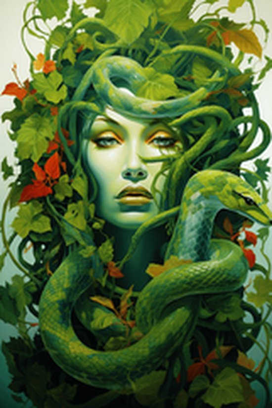 Medusa Poster | Poster Slang | Pop Kunst | Griekse Mythologie | 51x71cm | Wanddecoratie | Muurposter | CW | Geschikt om in te lijsten