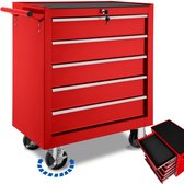 tectake® - Chariot à outils avec 5 tiroirs - rouge - 402796